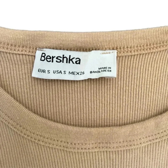 Bershka Ribbed Crop Tank Tops Bundle | Orange & Beige Knit Stretch Basics| Small - Picture 6 of 8
